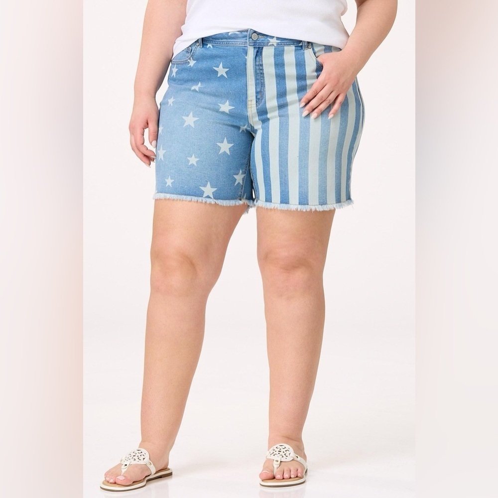 Cato | PLUS SIZE STARS AND STRIPES DENIM SHORTS VARIOUS SIZES